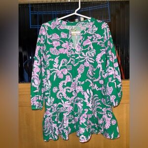 Lilly Pulitzer Girls Mini Alyssa Cotton Dress Brazilian Green S 4-5 Years 279612